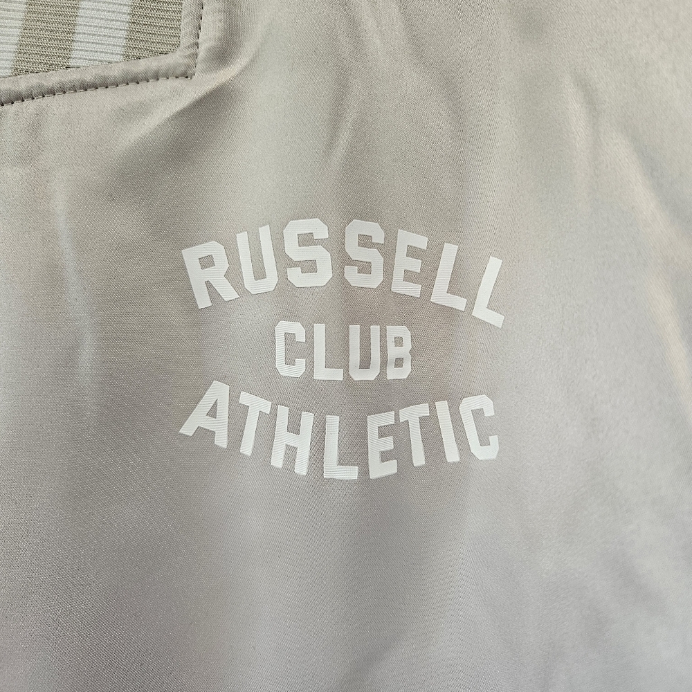 Russell Athletic Cream Bomber Varsity Jacket with Ribbed Details - Picture 4 of 8